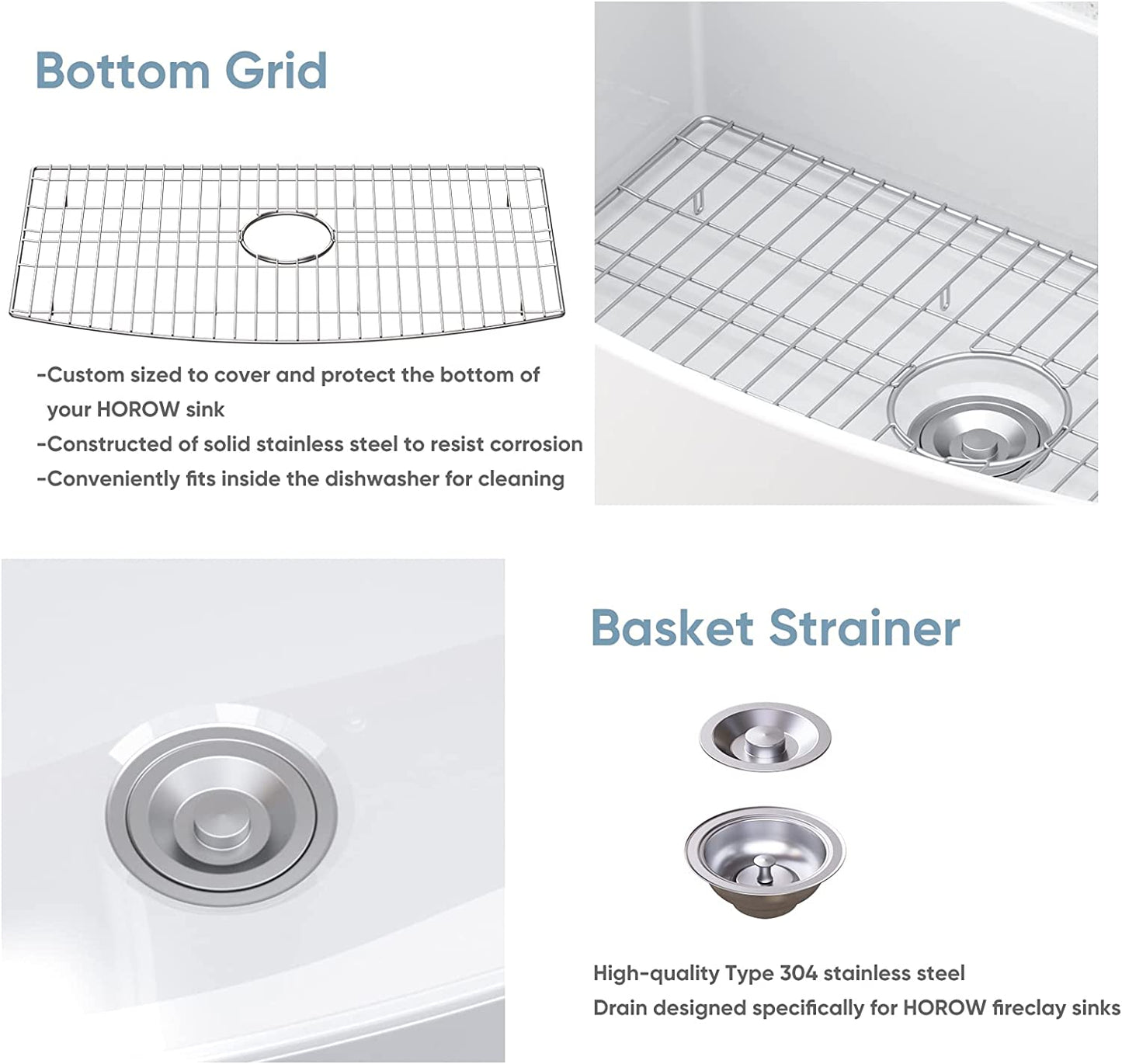 White Kitchen Sink Ceramic Porcelain Fireclay Single Bowl Model HR-S3318R