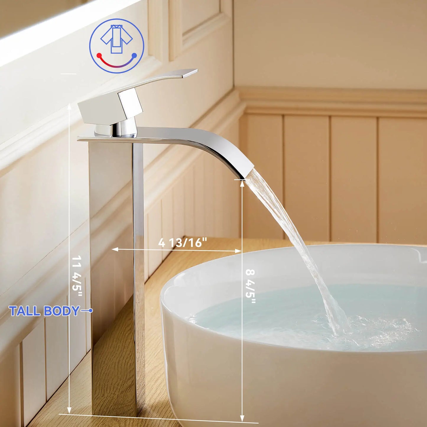 Chrome Single Hole Bathroom Faucet One Handle With Waterfall Model BF0104CH