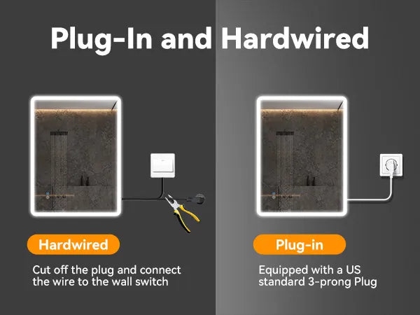 Rectangular Bathroom Mirror with Acrylic LED Strip Model AM5070S
