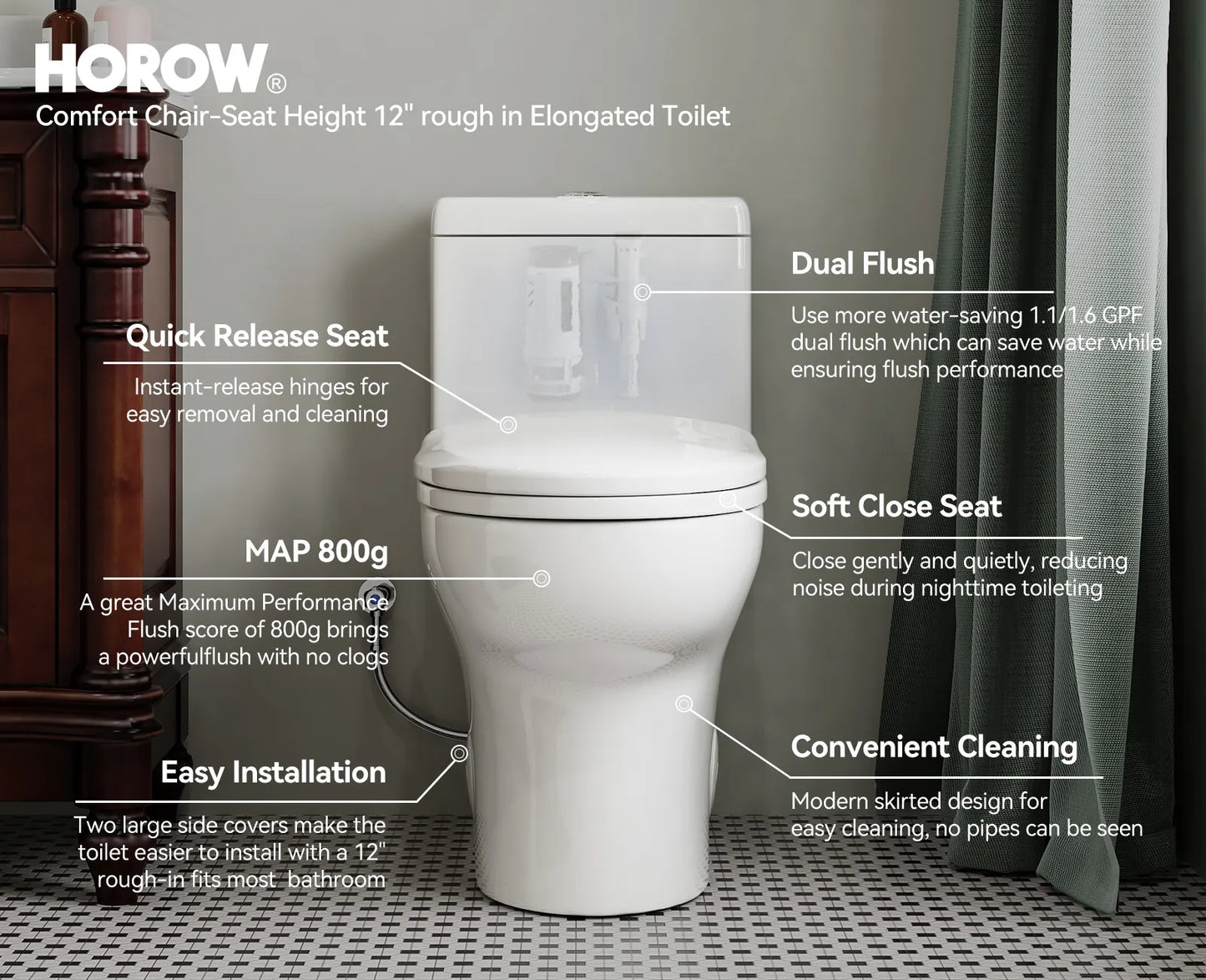 Dual Flush Toilet 12 Inch Rough In Toilet Model 76D