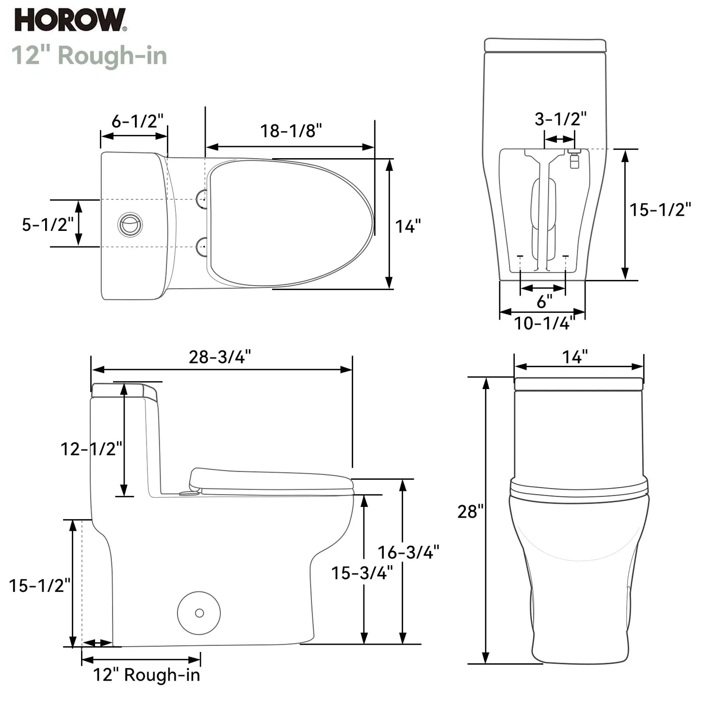 Dual Flush Toilet 12 Inch Rough In Toilet Model 76D