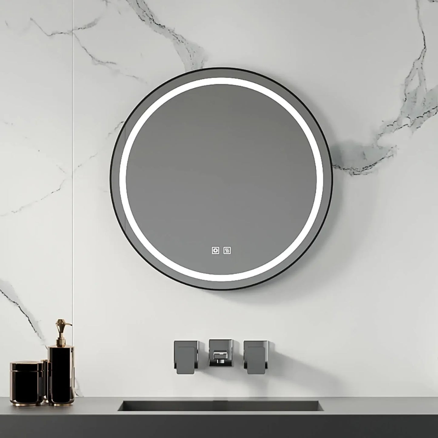 Round Bathroom Vanity Mirror 24 Inch with LED Lights Model HR-J24R
