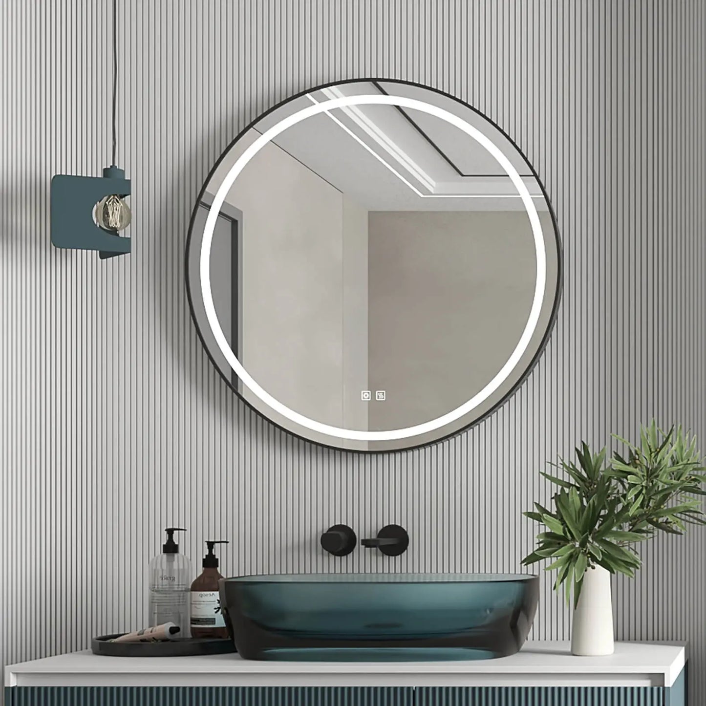 32 inch round mirror With Smart Dimming and IP54 Waterproof Model HR-J32R