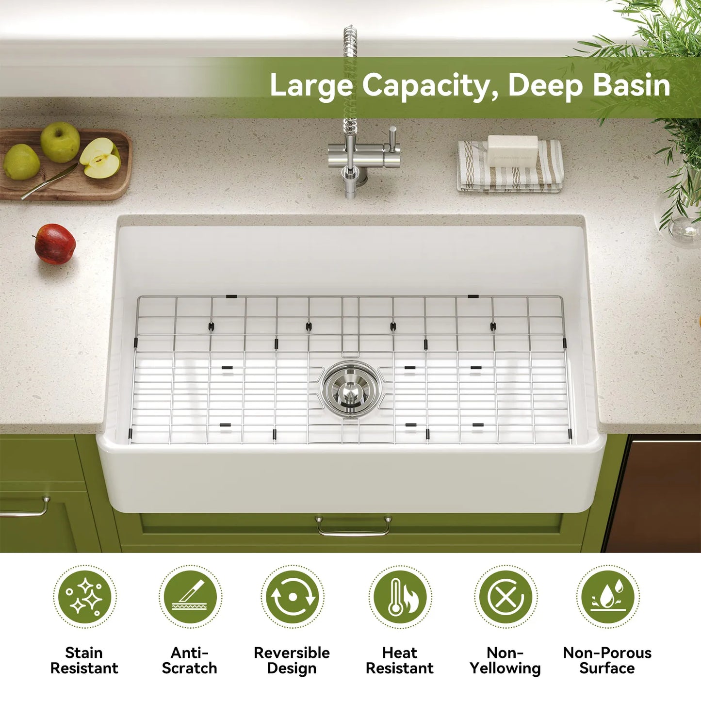 36 Inch Kitchen Sink White Undermount Sink Model S3620W