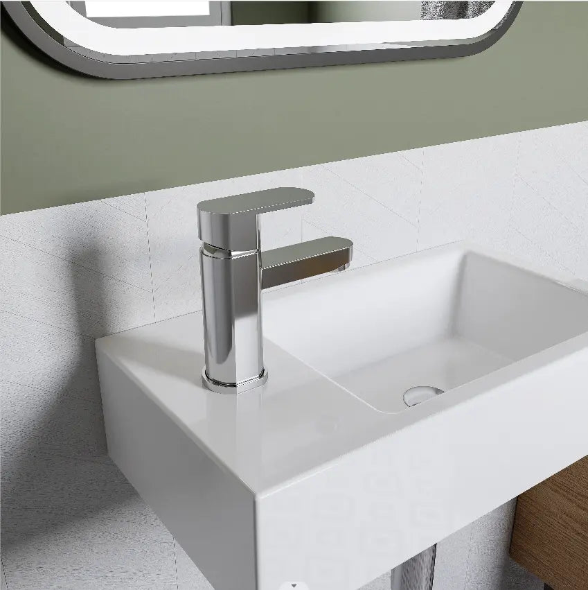 Wall Mounted Bathroom Sink White Ceramic Kitchen Left Hand Sink Model HR-V0101L