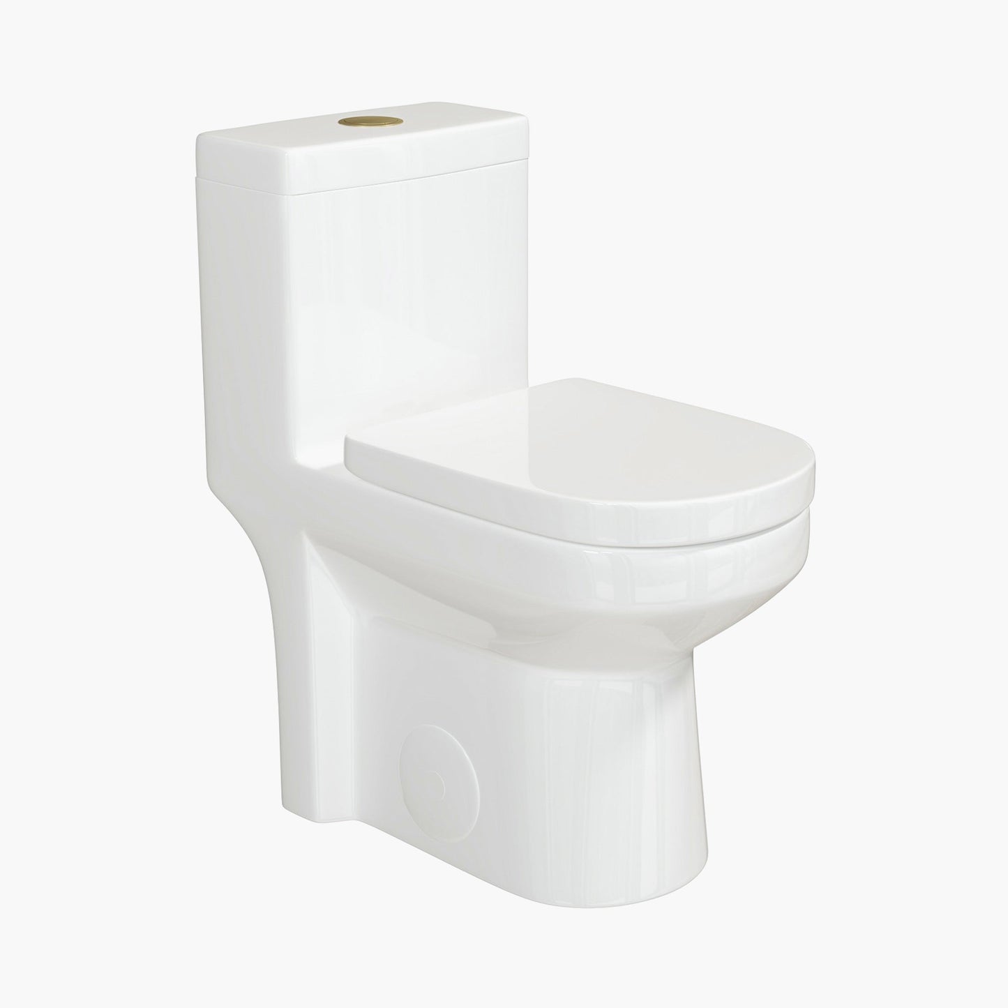Small Compact Toilet With Gold Button For Bathroom Model 8733G