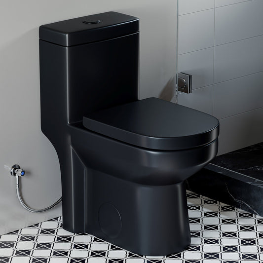 HWMT 8733 Black One Piece Toilet For 12 Inch Rough In Model 8733B