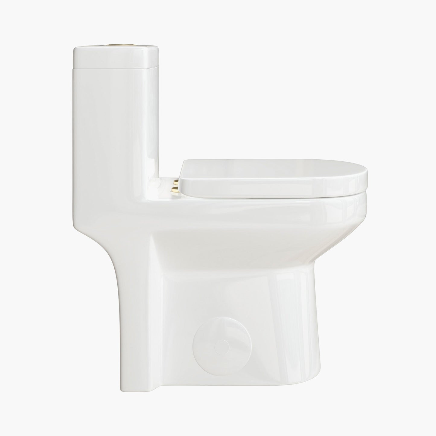 Small Compact Toilet With Gold Button For Bathroom Model 8733G