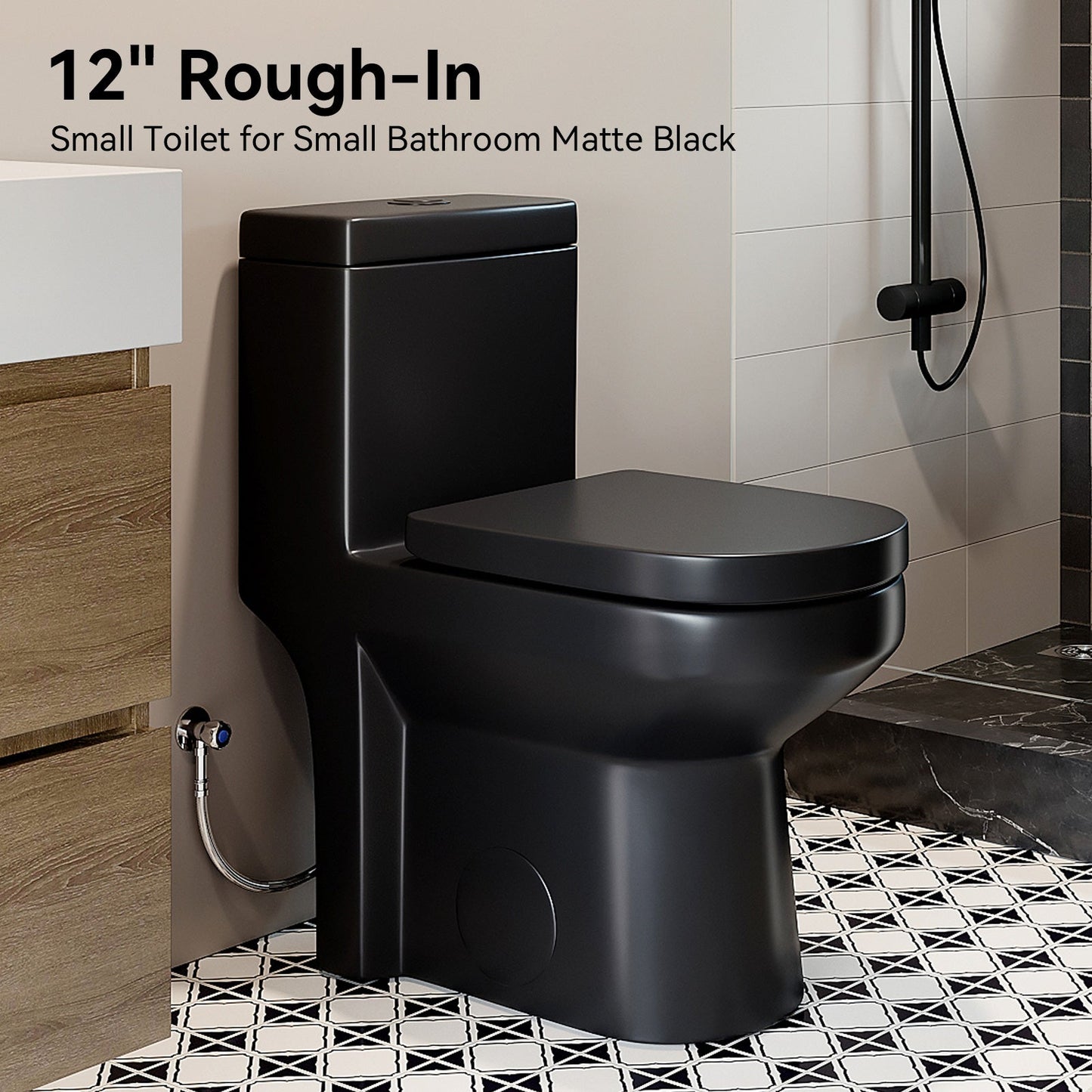 HWMT 8733 Black One Piece Toilet For 12 Inch Rough In Model 8733B