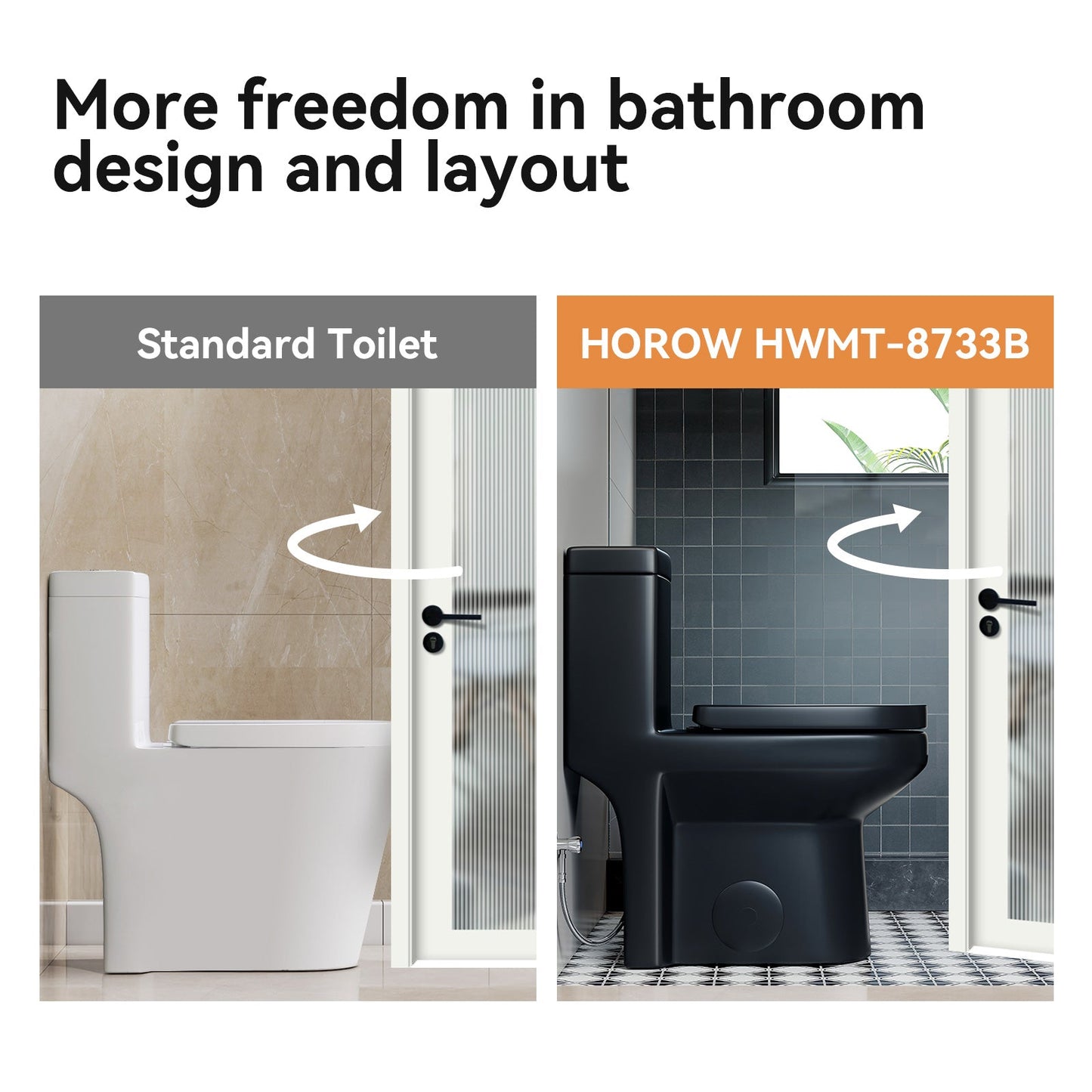 HWMT 8733 Black One Piece Toilet For 12 Inch Rough In Model 8733B