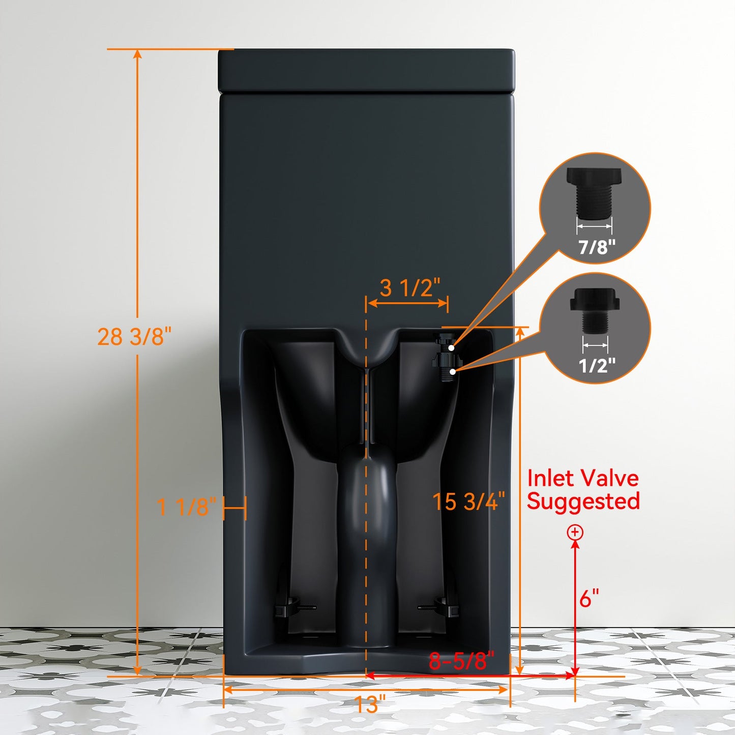 HWMT 8733 Black One Piece Toilet For 12 Inch Rough In Model 8733B