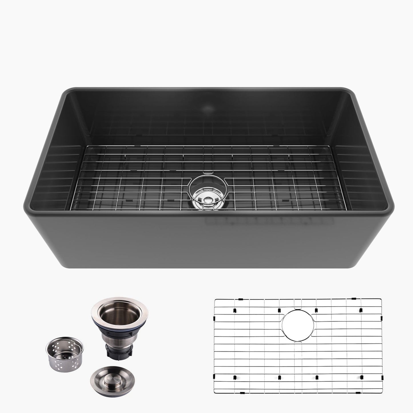 Best Black Farmhouse Sink Apron Single Bowl Model HR-S3018B