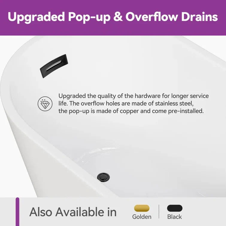 Freestanding Acrylic Bathtub 47 inch Soaking Tub Model TU47-MB-NS