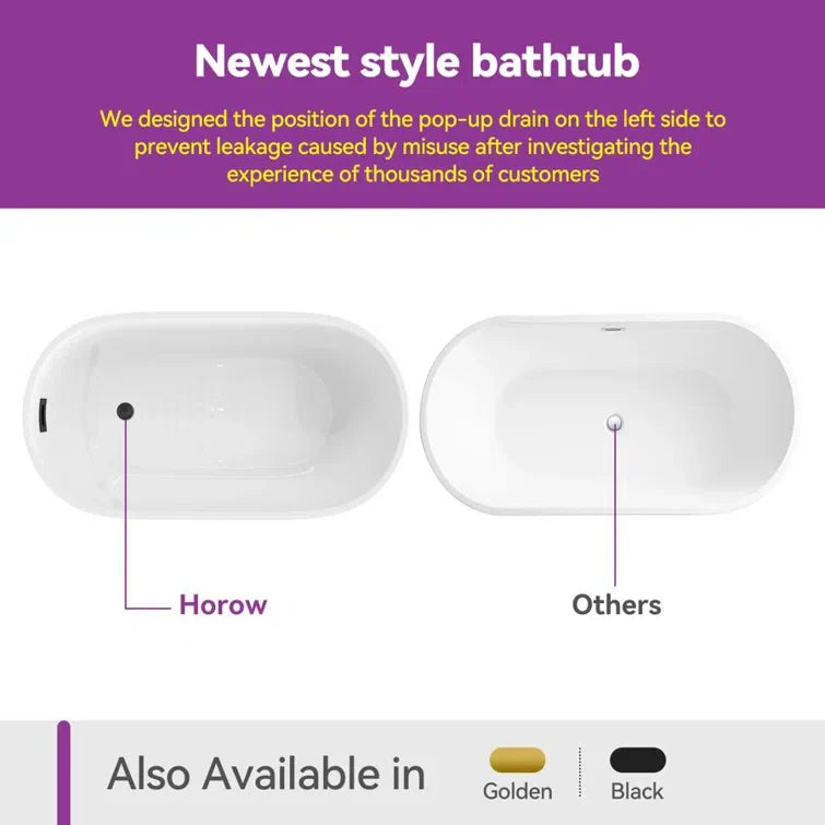 Freestanding Acrylic Bathtub 47 inch Soaking Tub Model TU47-MB-NS