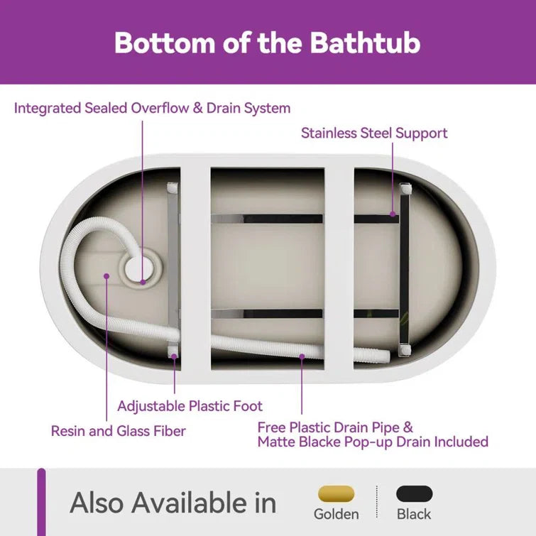 47 Inch Freestanding Acrylic Soaking Tub Model TU47-SG-NS