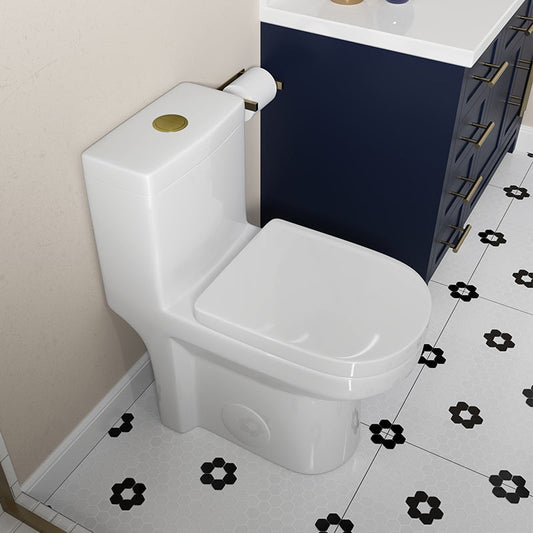 Small Compact Toilet With Gold Button For Bathroom Model 8733G