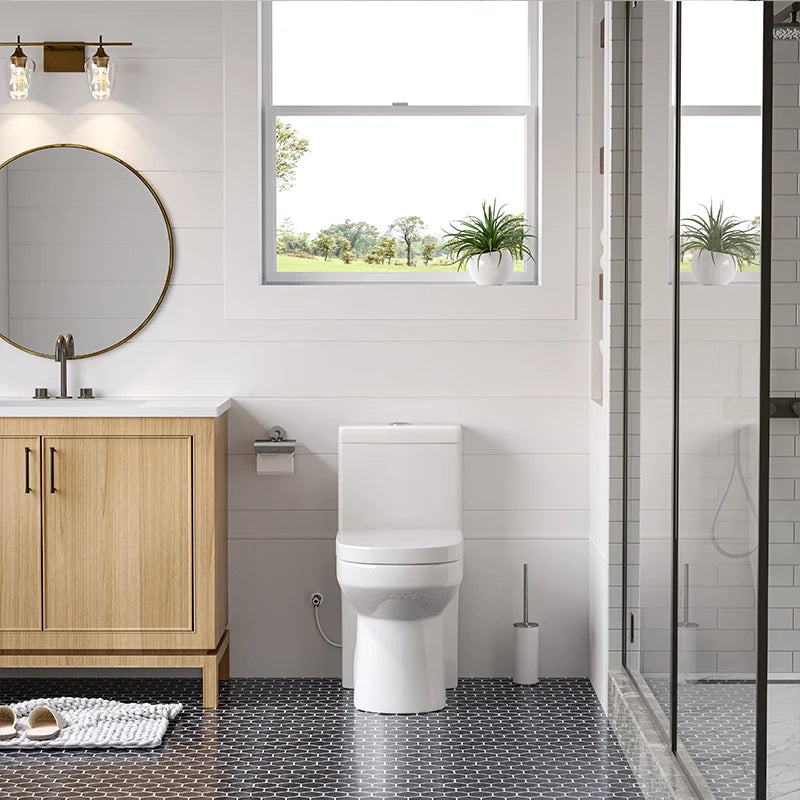 HWMT 8733 12 Inch Small Toilet One Piece Dual Flush Toilet Model 8733N