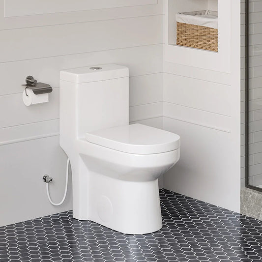 HWMT 8733 12 Inch Small Toilet One Piece Dual Flush Toilet Model 8733N