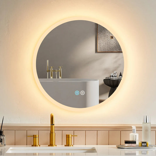 Round Wall Mirror 32 Inch Round LED Mirror Bathroom Model AM80R
