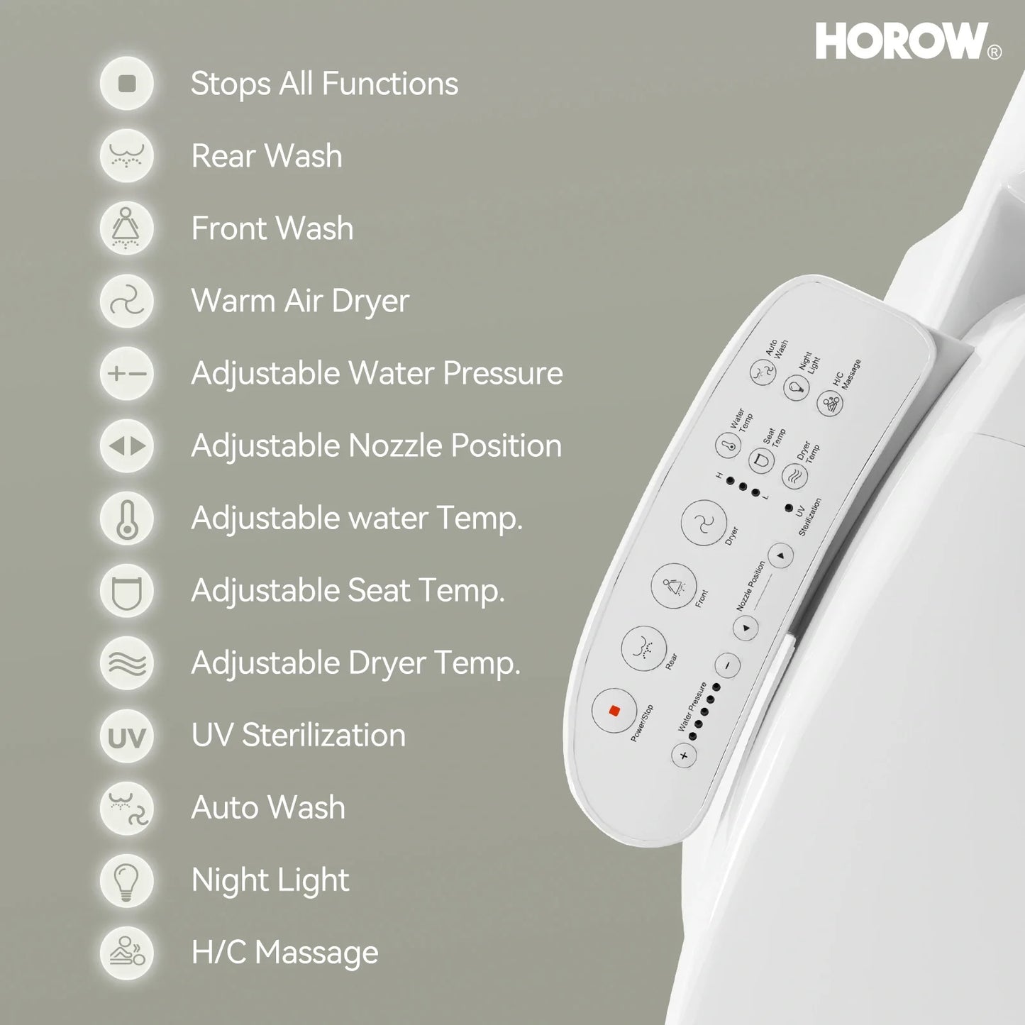 Round Bidet Toilet Seat With Heated and Dryer Model B0403