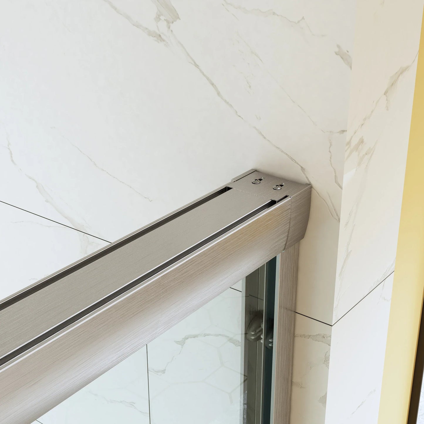 Bathroom Sliding Glass Door 60 Inch Brushed Nickel Frameless Shower Door Model BE6076-BN