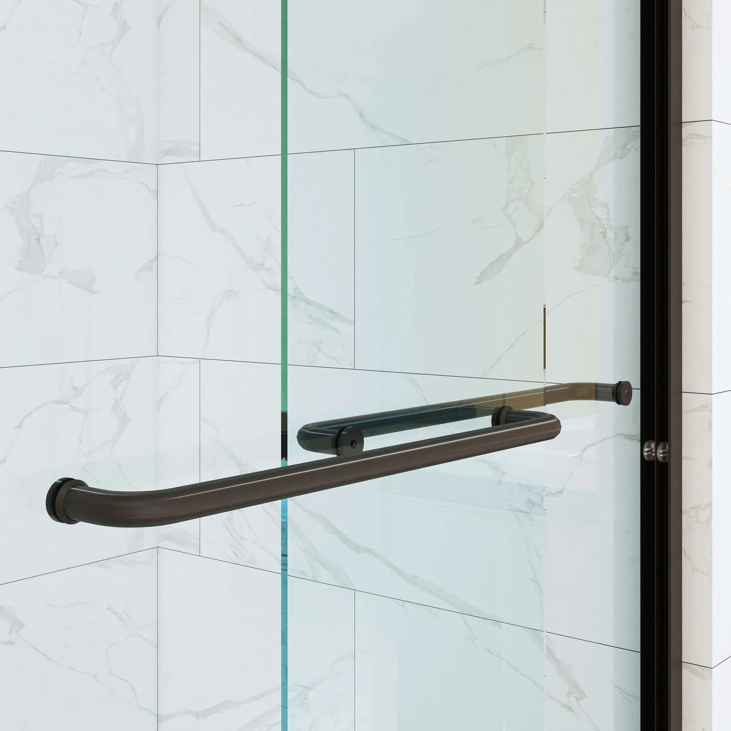 Frameless Sliding Shower Door 60 Inch Matte Black Shower Door Model BE6076-MB