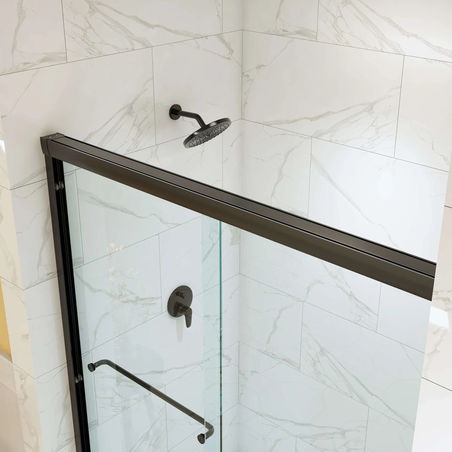 Frameless Sliding Shower Door 60 Inch Matte Black Shower Door Model BE6076-MB