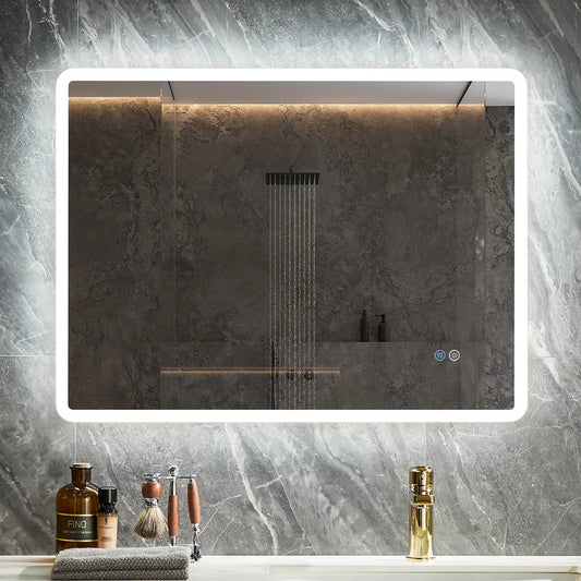 Rectangular Bathroom Mirror with Acrylic LED Strip Model AM5070S