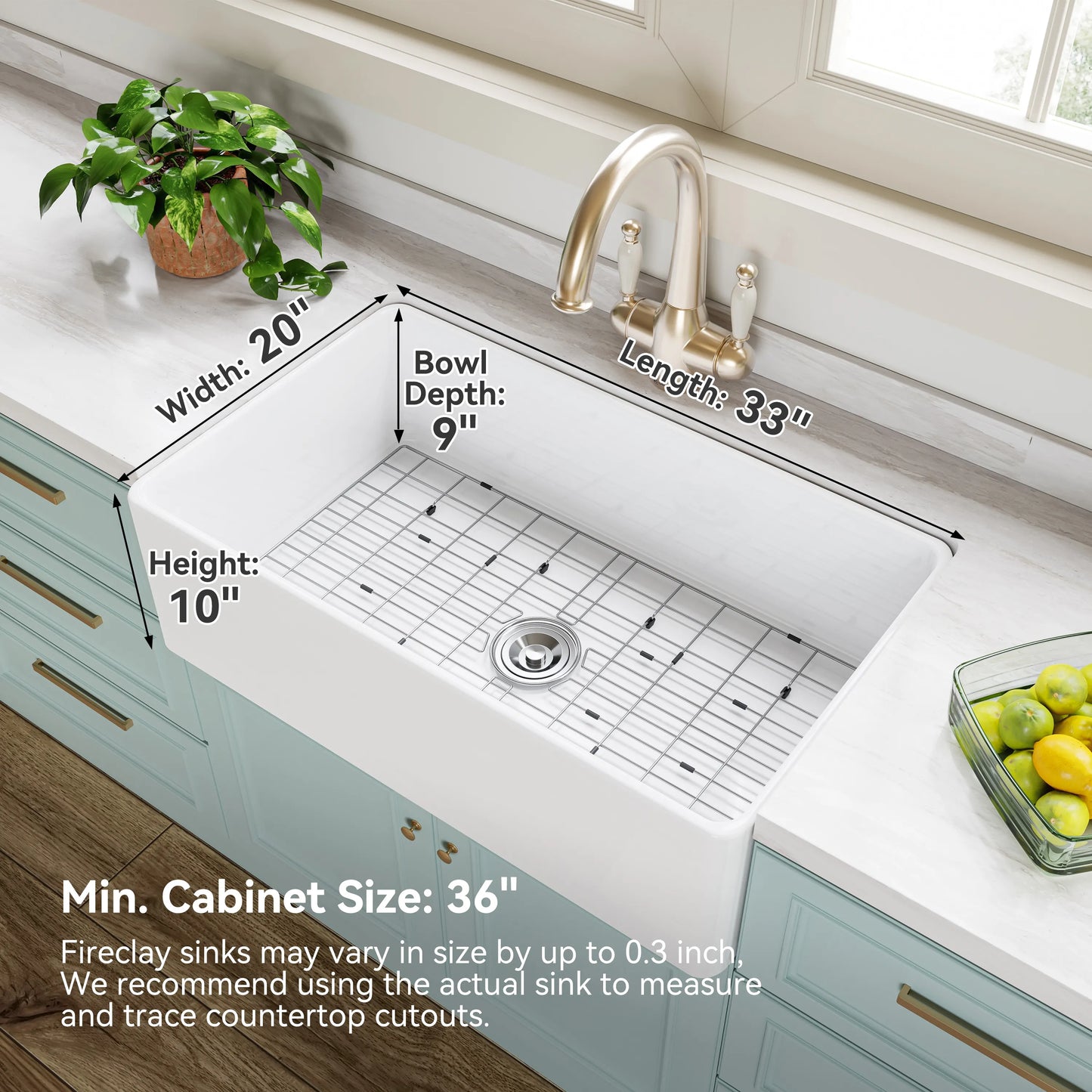 White Undermount Kitchen Sink 33 Inch Sink Model S3320W