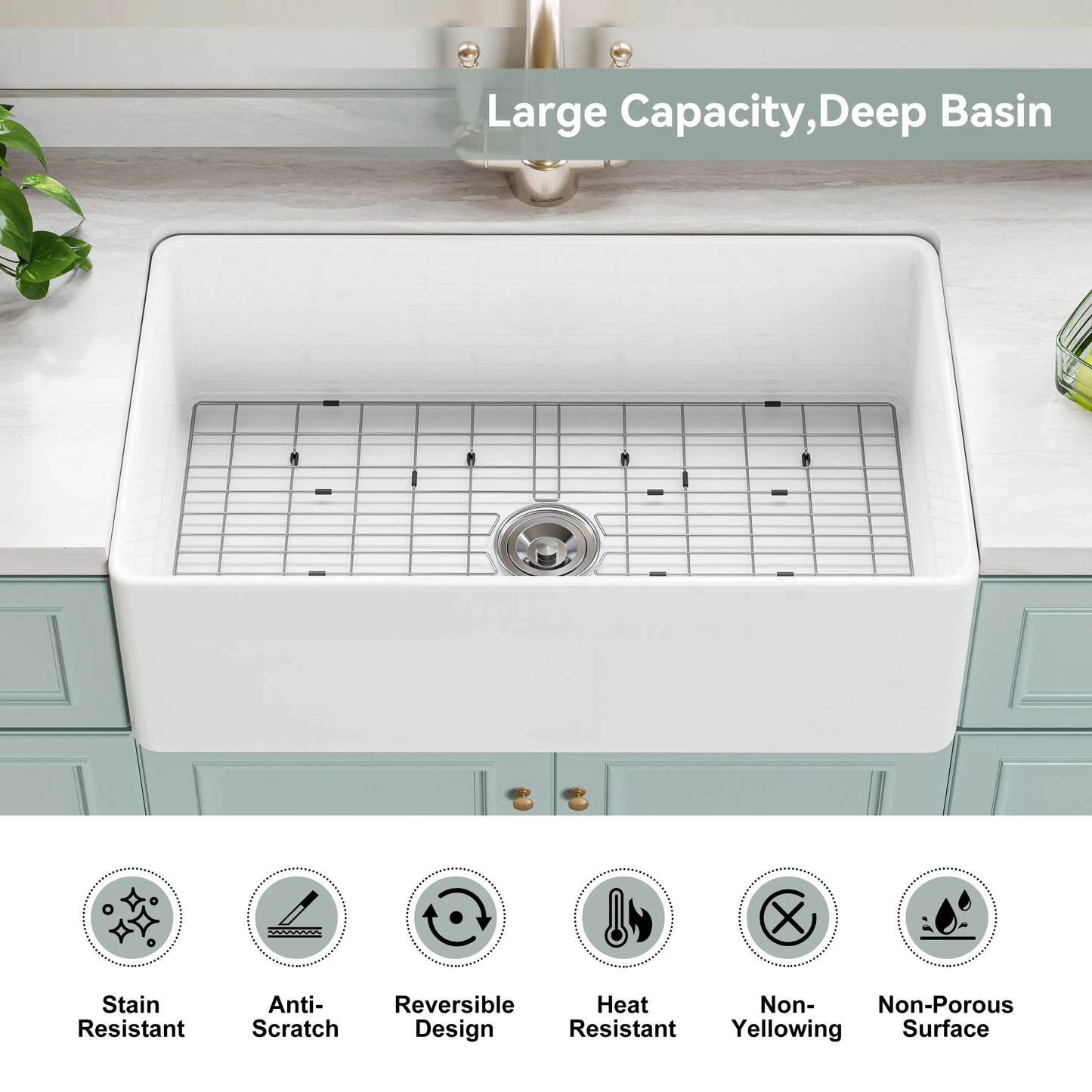 White Undermount Kitchen Sink 33 Inch Sink Model S3320W