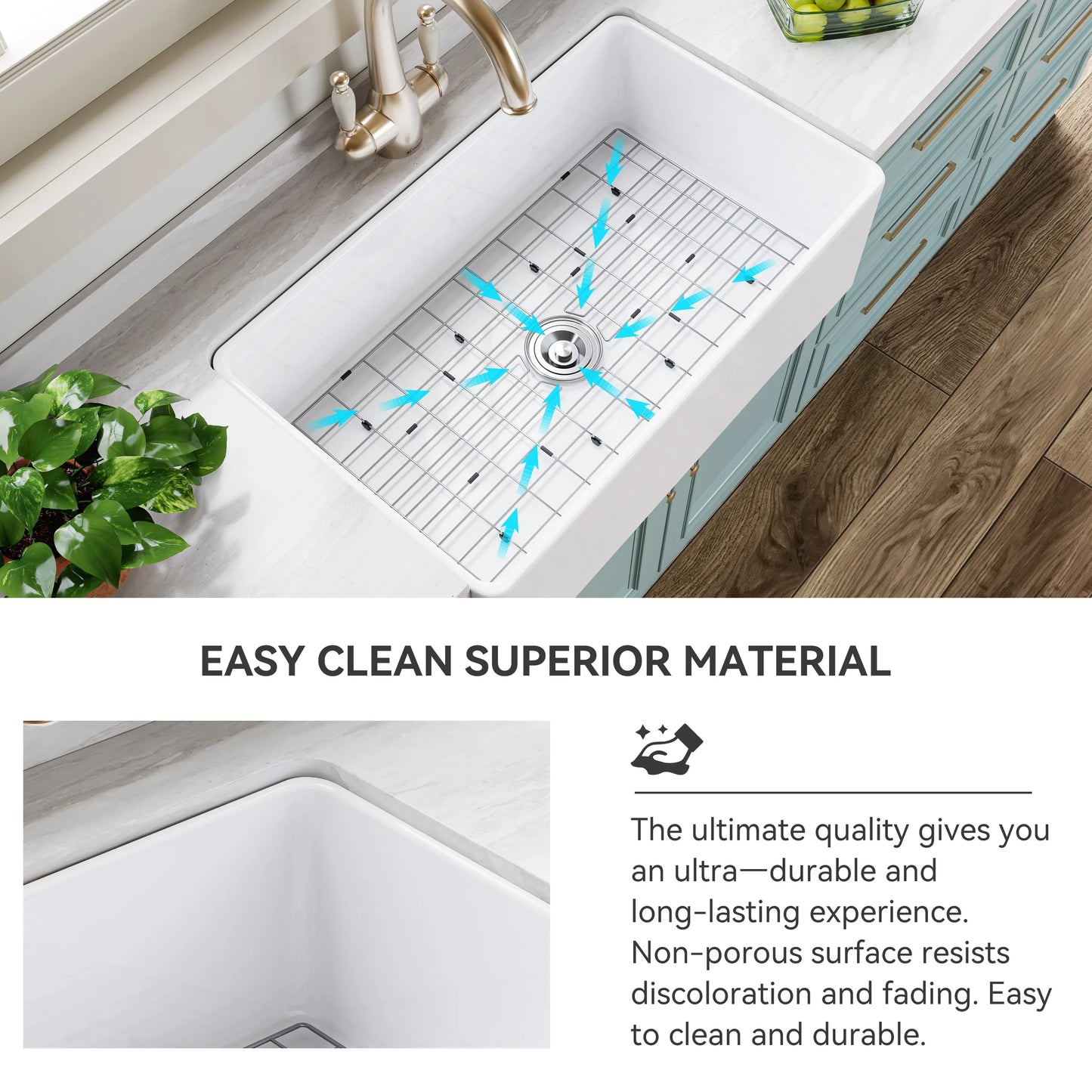 White Undermount Kitchen Sink 33 Inch Sink Model S3320W