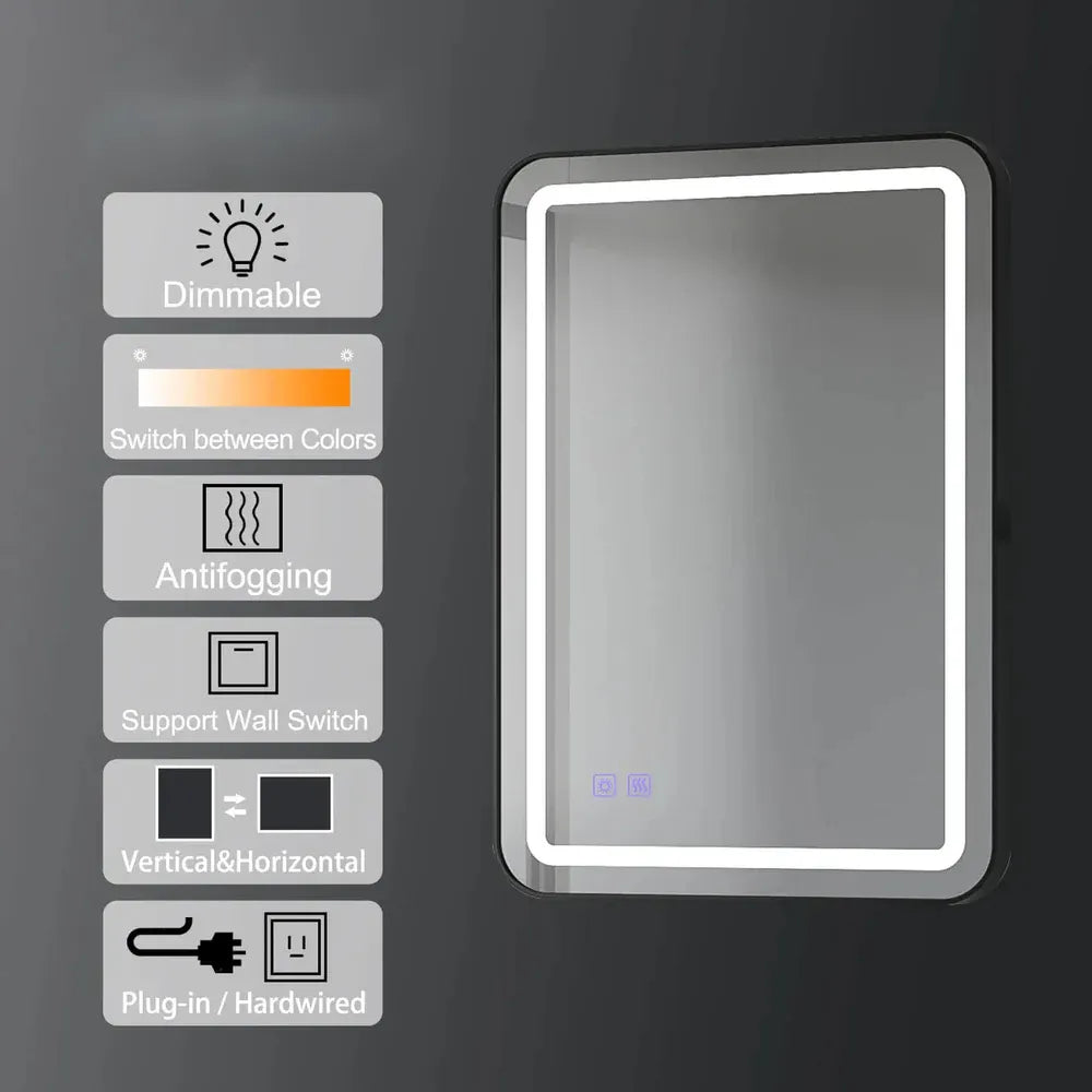 Rectangular Bathroom Mirror With LED Lights and Frameless Model HR-J3224S