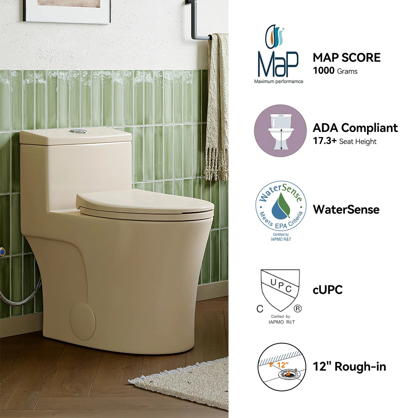 12 Inch Rough In Toilet With Biscuit Color Model T0338WBC