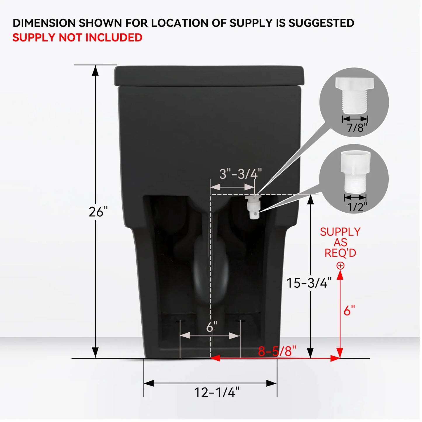 10 Inch Rough In Toilet Black One Piece Toilet Model T0338B-10