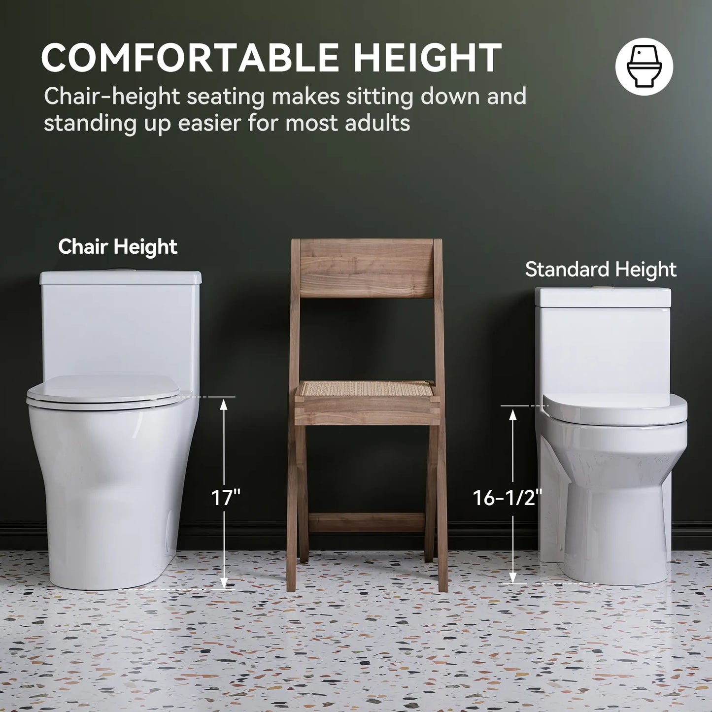 One Piece Toilet ADA Toilet Height 17.3 Inch Model T0350W