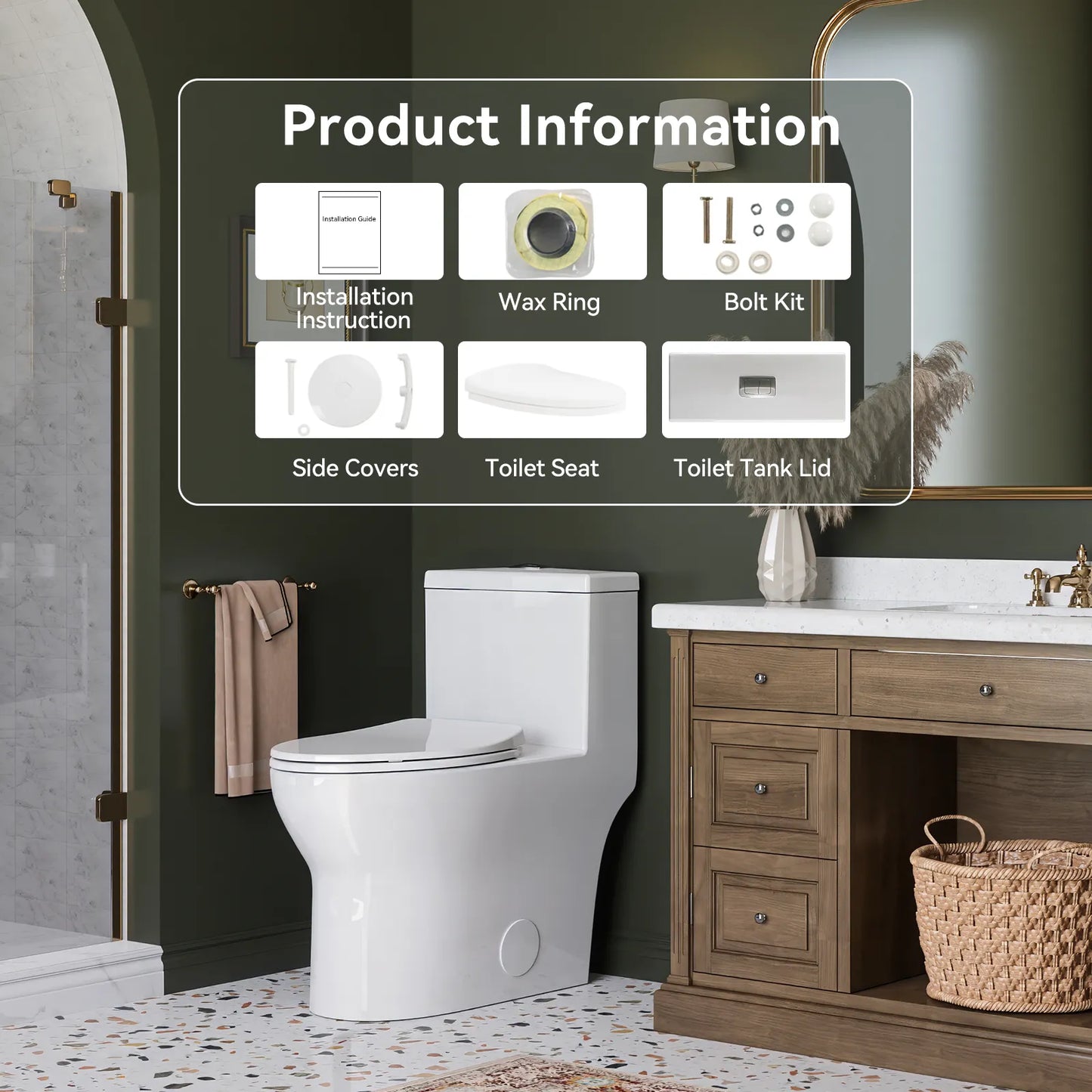 One Piece Toilet ADA Toilet Height 17.3 Inch Model T0350W