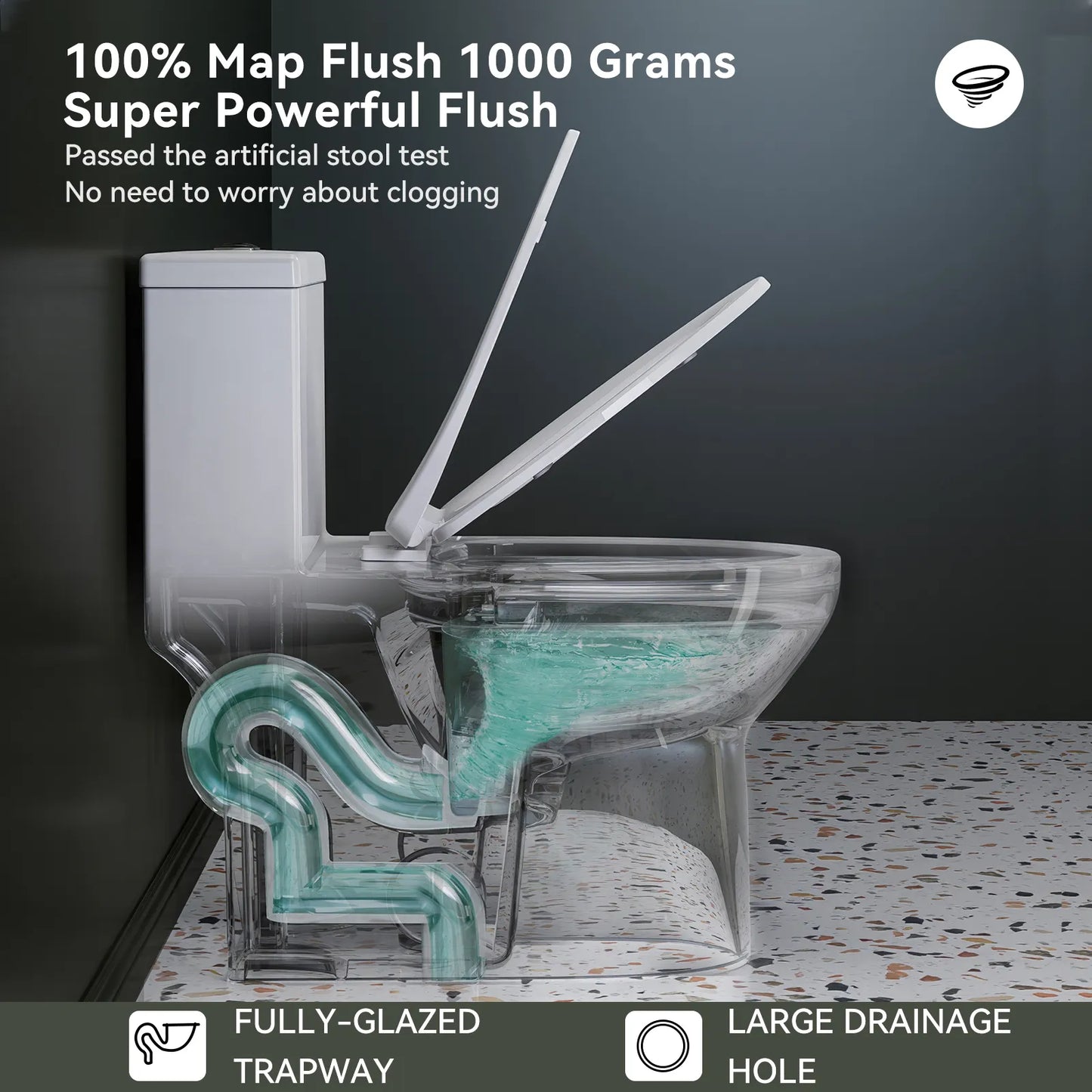 One Piece Toilet ADA Toilet Height 17.3 Inch Model T0350W
