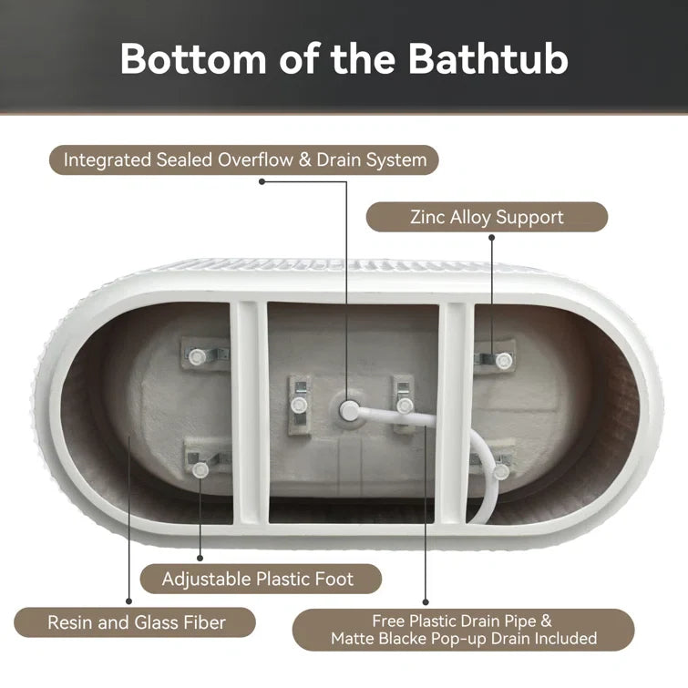2 Person Bathtub 67 inch Freestanding Tub Model TU67-MB