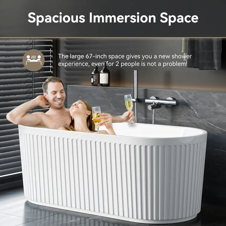 2 Person Bathtub 67 inch Freestanding Tub Model TU67-MB