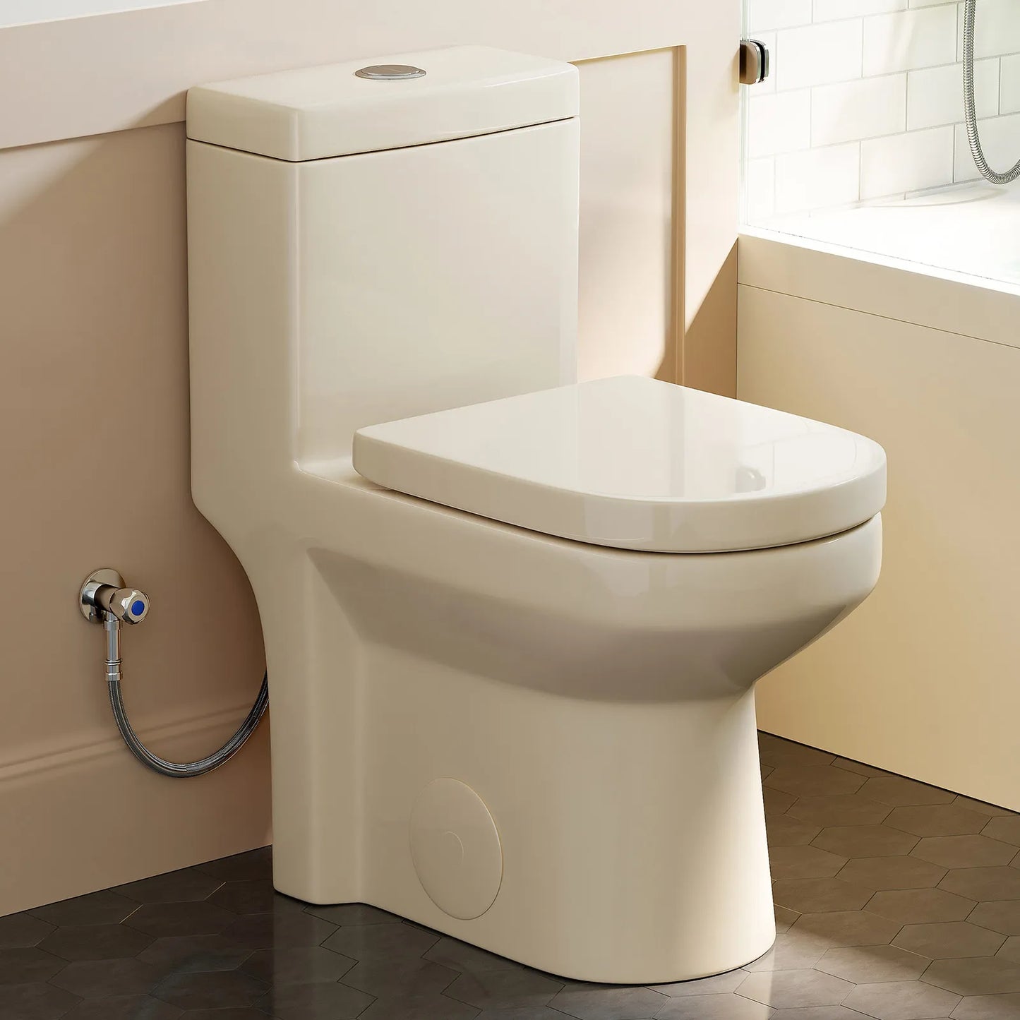 One Piece Toilet Biscuit Color Toilet With Dual Flush Model 8733BC