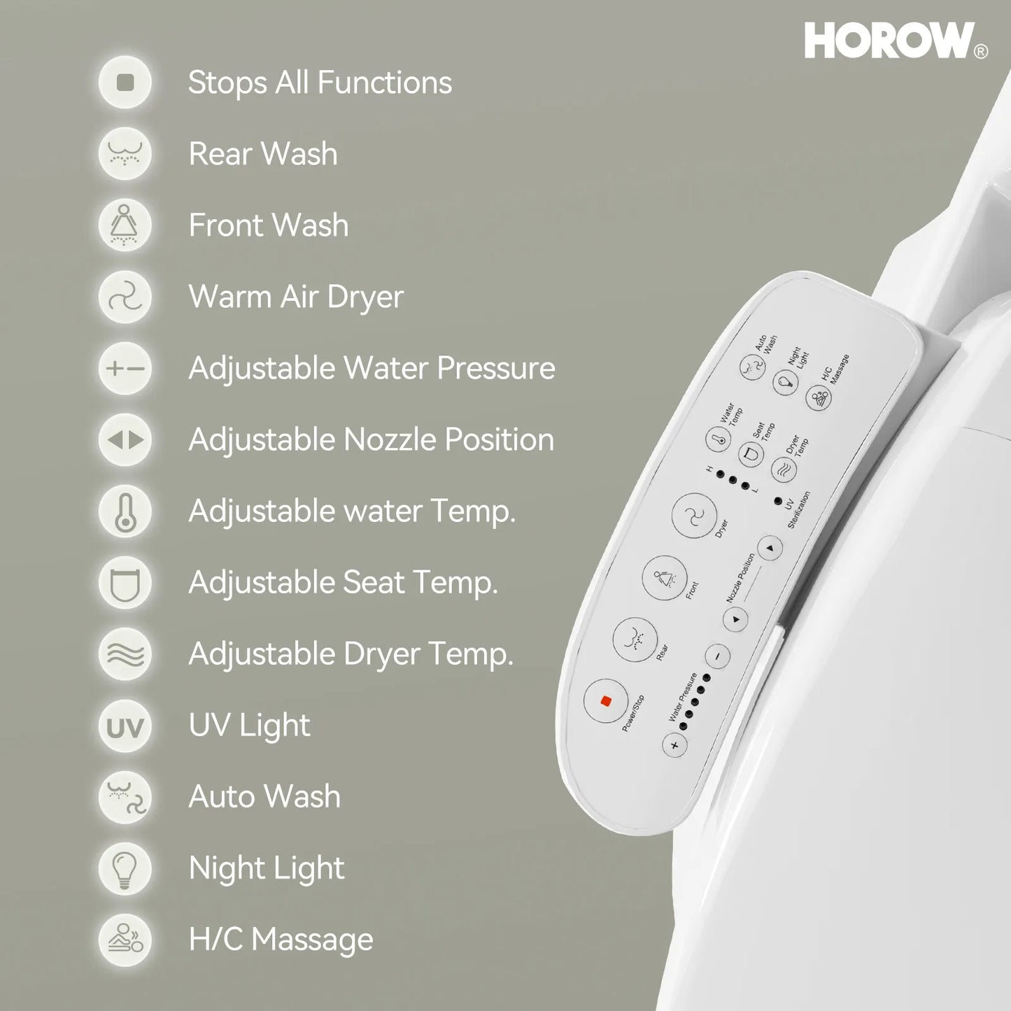 T0338W Elongated One Piece Toilet With Bidet Toilet Seat Model BT0338W