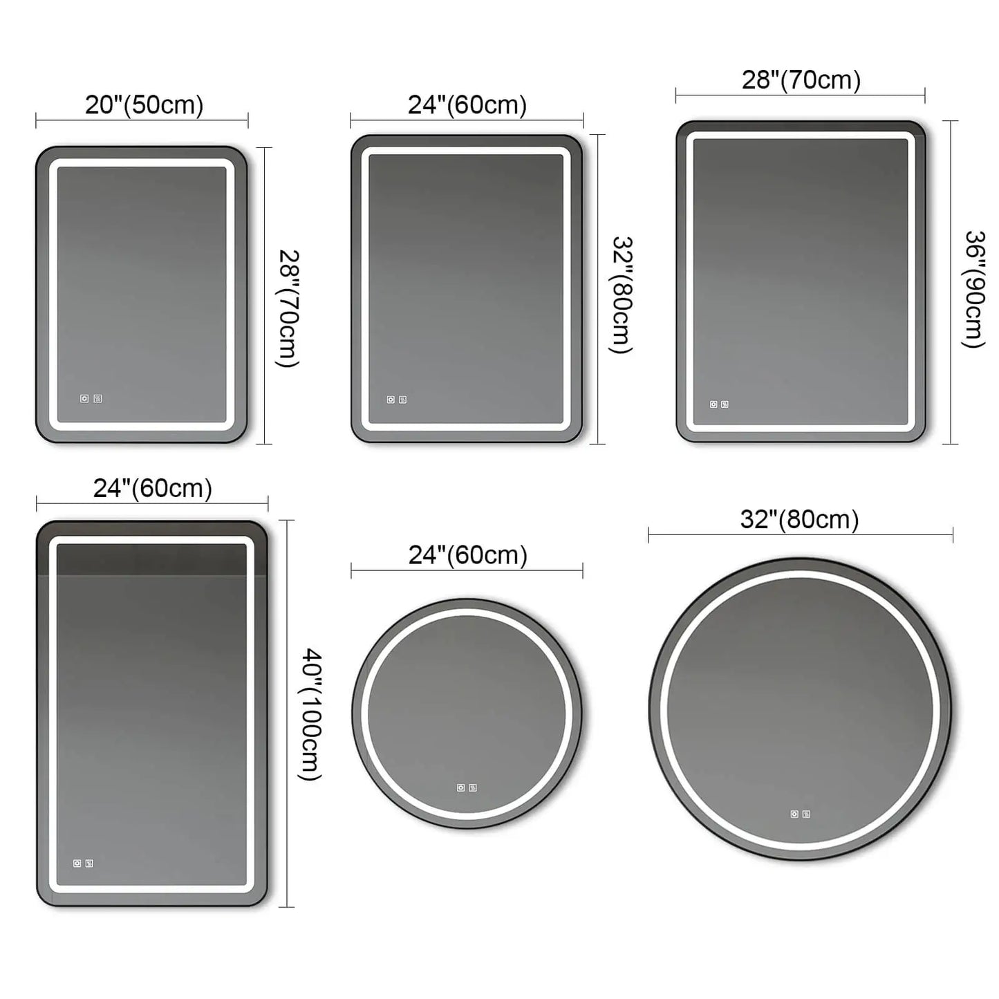 Rectangular Bathroom Mirror With LED Lights and Frameless Model HR-J3224S