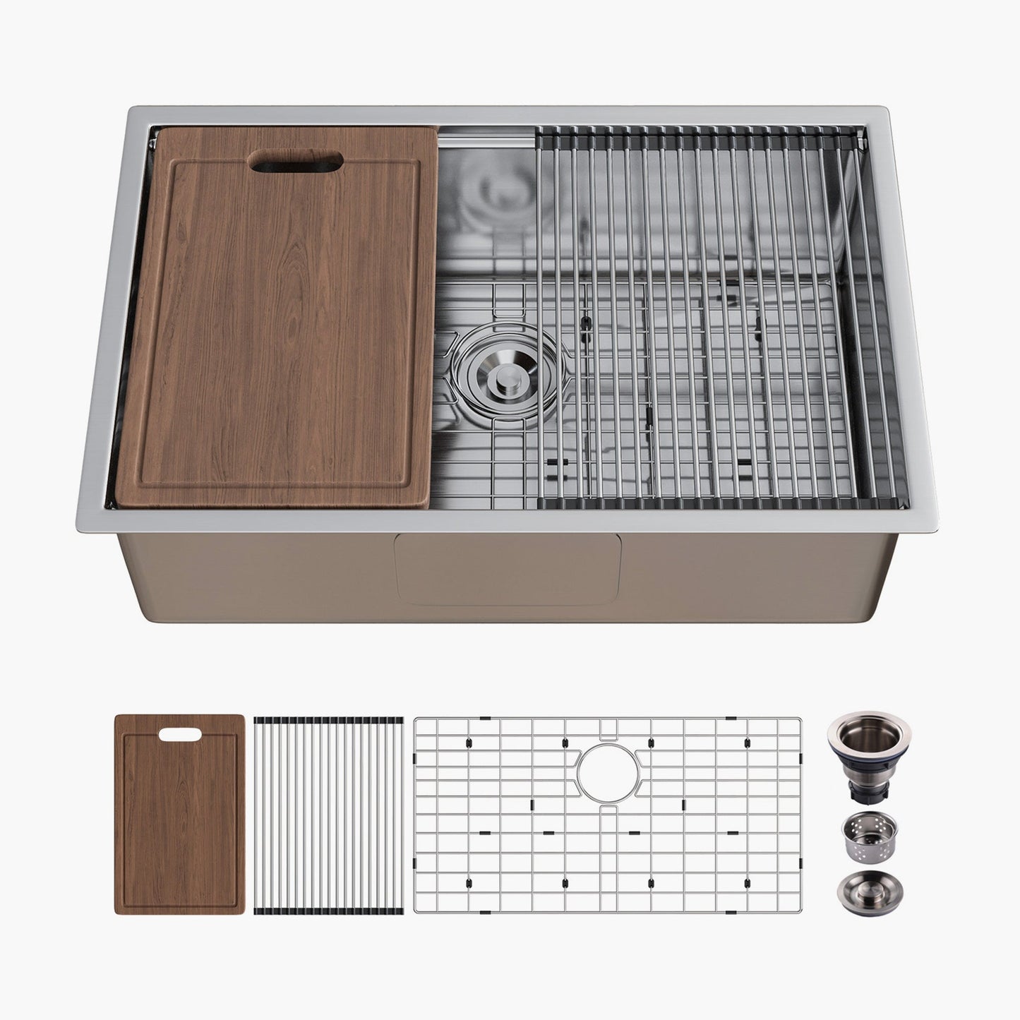 Best Workstation Sink Stainless Steel Farmhouse Sink 30 Inch Model HR-MS3019D-L