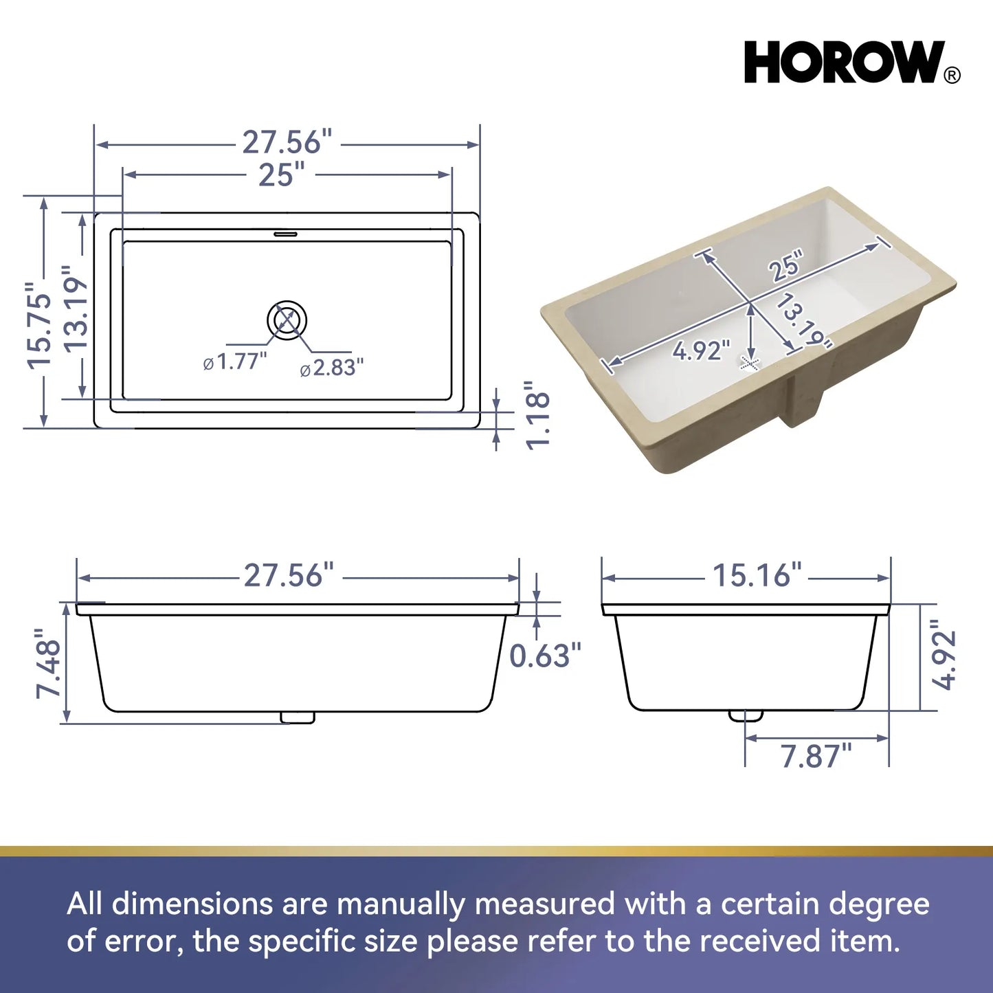 Rectangular Undermount Bathroom Sink 27 Inch Undermount Sink Model HWTP-S7040D
