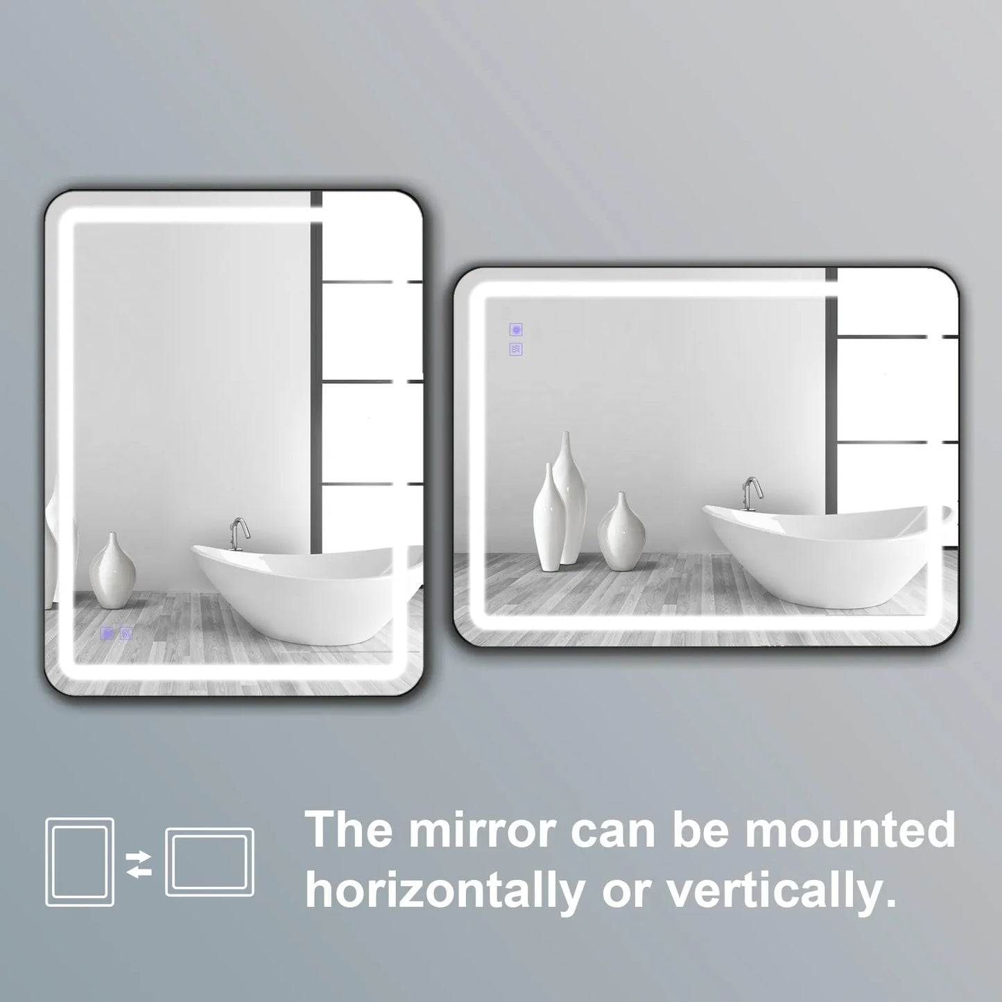 Rectangular Bathroom Mirror With LED Lights and Frameless Model HR-J3224S