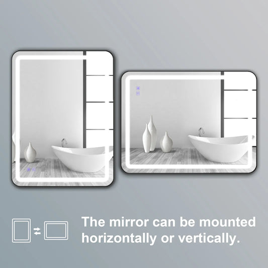 Rectangular Bathroom Mirror With LED Lights and Frameless Model HR-J3224S
