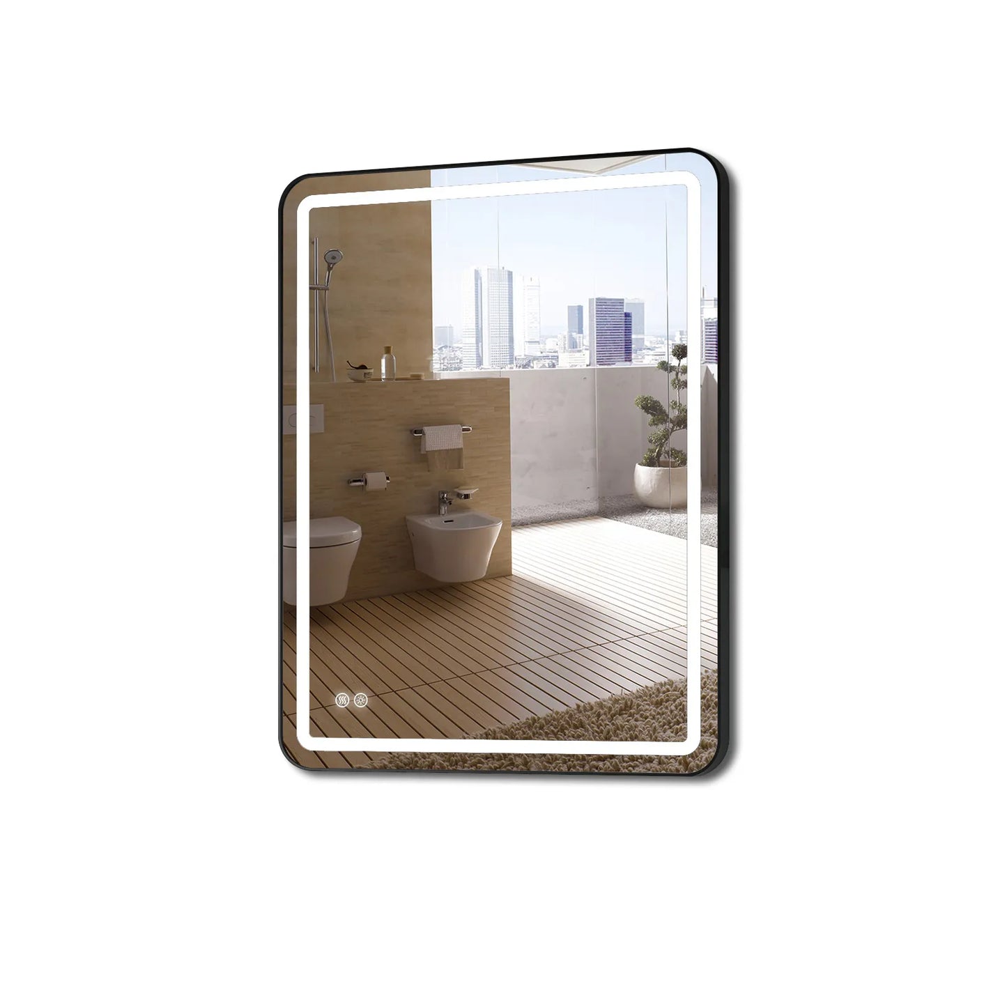 Black Metal Mirror 40x24 Inch with Anti Fog Model HR-J4024S