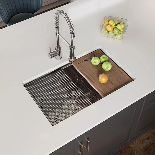 Best Workstation Sink Stainless Steel Farmhouse Sink 30 Inch Model HR-MS3019D-L