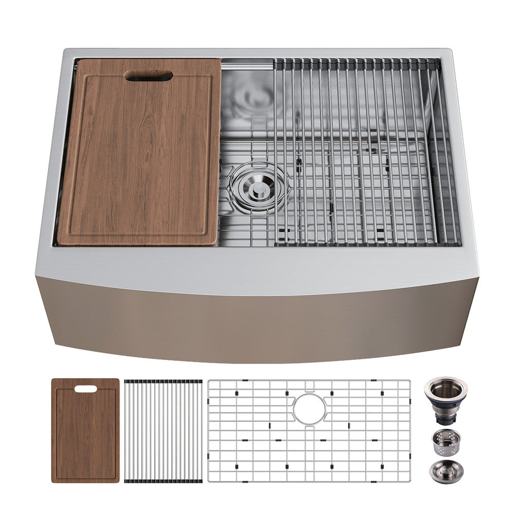 Workstation Kitchen Sink 30 Inch Undermount Kitchen Sink Model HR-MS3022D-AL