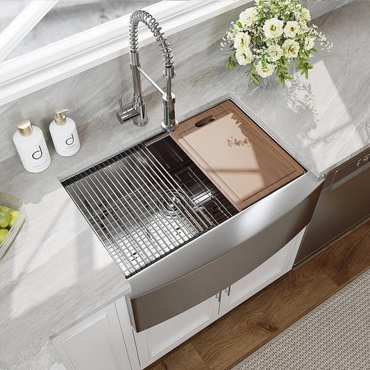 Workstation Kitchen Sink 30 Inch Undermount Kitchen Sink Model HR-MS3022D-AL